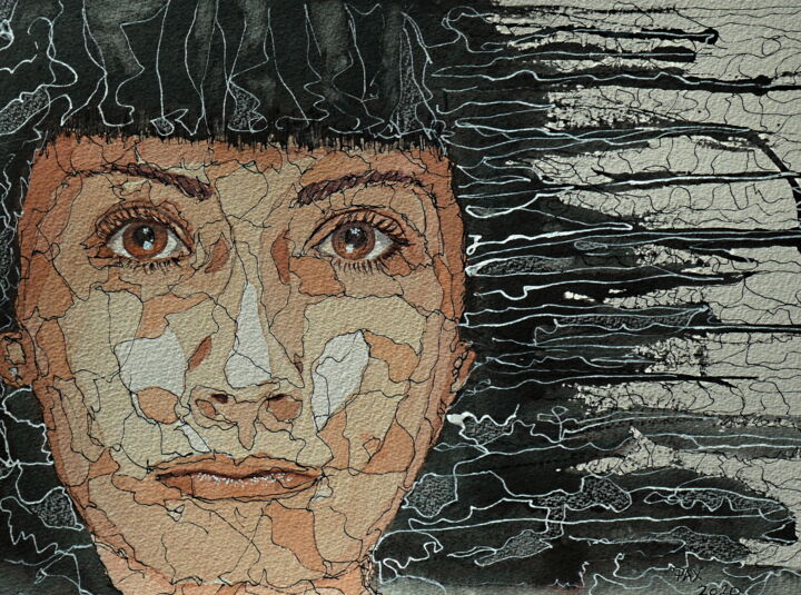 Pintura titulada "Portrait 01" por Paul Xhrouet, Obra de arte original, Acuarela