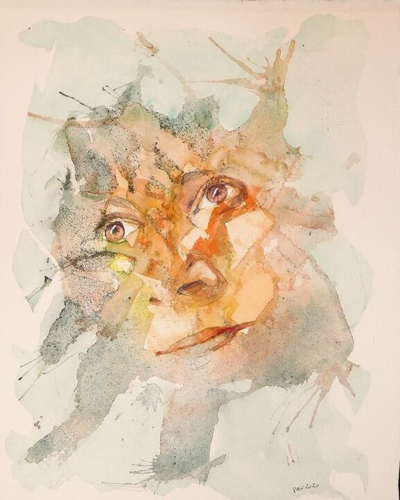 Painting titled "Portrait 04" by Paul Xhrouet, Original Artwork, Watercolor