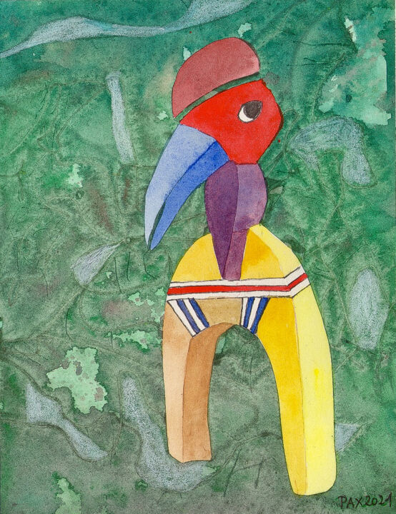 Pittura intitolato "Bird 361" da Paul Xhrouet, Opera d'arte originale, Acquarello