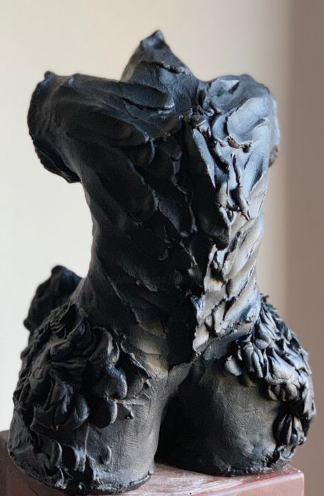 「L'extase du chef coq」というタイトルの彫刻 Paul Yves Poumayによって, オリジナルのアートワーク, テラコッタ