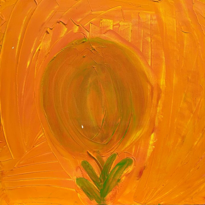 Painting titled "orange flower" by Paul Yves Poumay, Original Artwork, Acrylic