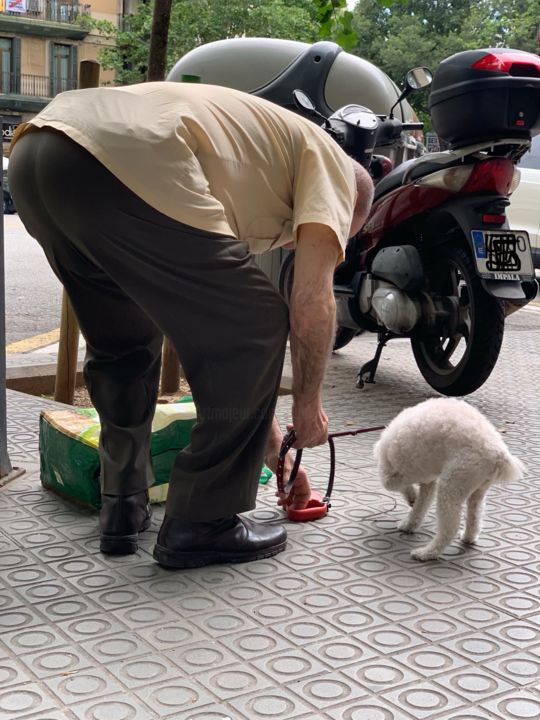 Fotografie getiteld "l'homme et son chien" door Paul Yves Poumay, Origineel Kunstwerk