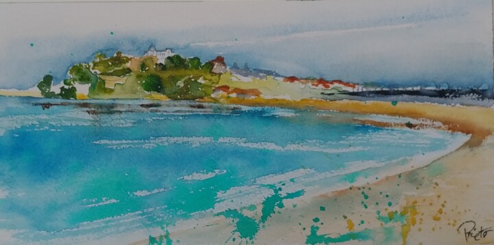 Malerei mit dem Titel "Desde Playa de los…" von Paula Prieto, Original-Kunstwerk, Aquarell