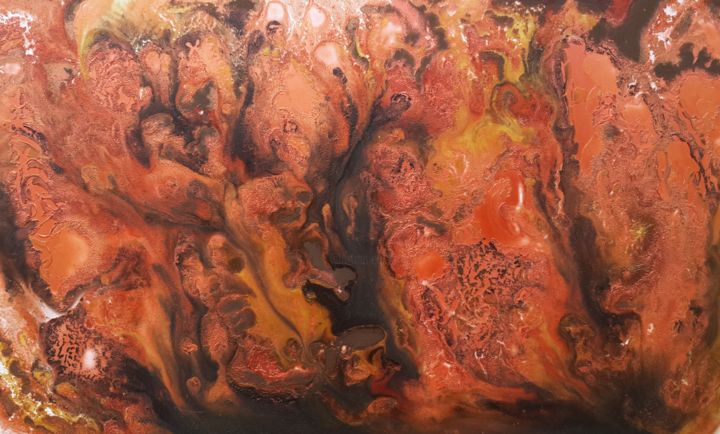 绘画 标题为“Burning Thoughts” 由Paula Abou Jaoude, 原创艺术品, 彩绘玻璃 安装在有机玻璃上