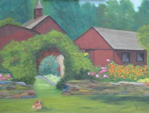 Painting titled "Dog Day Afternoon" by Paula Emery, Original Artwork, Oil