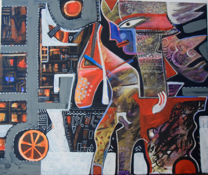 Pittura intitolato "The Rider" da Paula-Gina Baranovschi, Opera d'arte originale, Acrilico