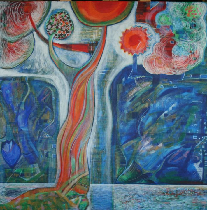 Painting titled "Light Tree" by Paula-Gina Baranovschi, Original Artwork, Acrylic