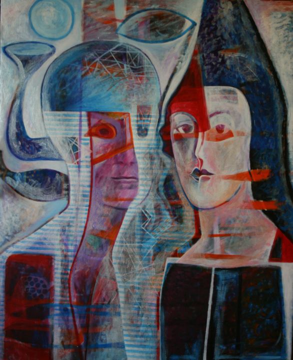 Painting titled "Couple" by Paula-Gina Baranovschi, Original Artwork, Acrylic