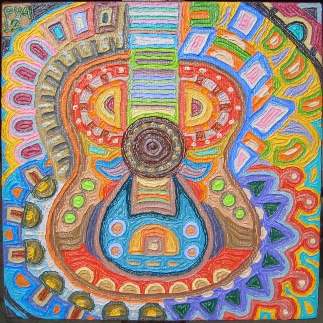 Painting titled ""Guitar Improv 4"" by Paul Arenas, Original Artwork