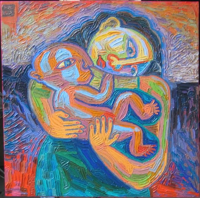 Painting titled ""Mother & Child"" by Paul Arenas, Original Artwork