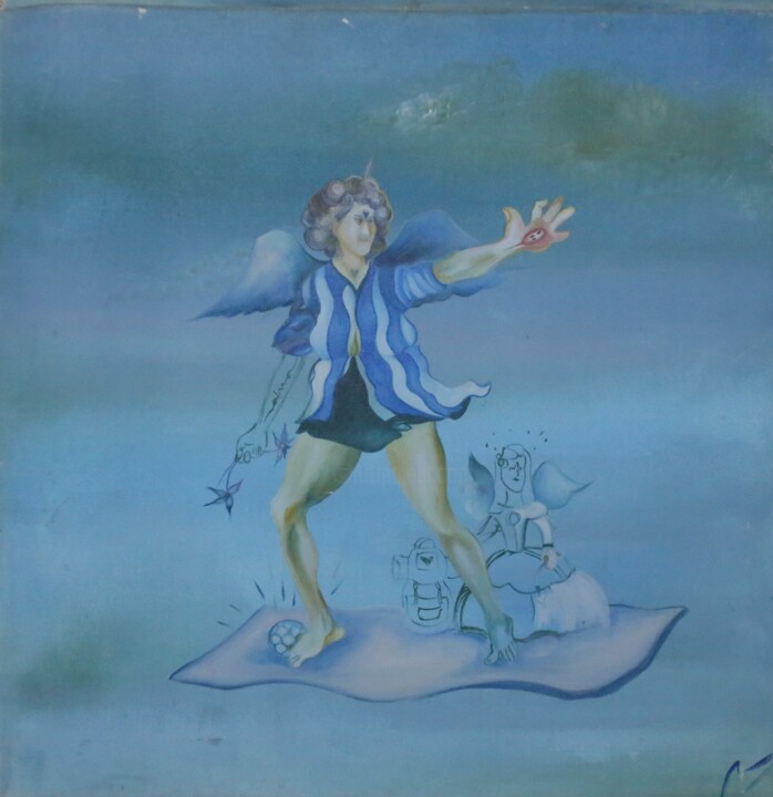 Schilderij getiteld "El D y la memina" door Paula Reschini, Origineel Kunstwerk, Acryl