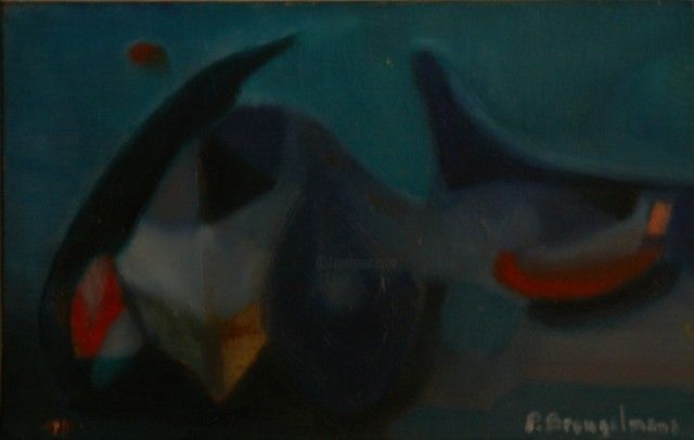 Painting titled "Barques bleues" by Paul Breugelmans, Original Artwork