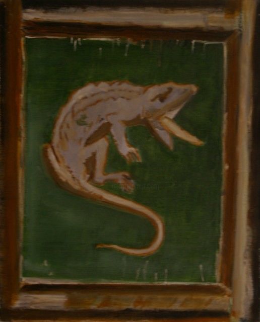 Peinture intitulée "Gros lézard" par Paul Breugelmans, Œuvre d'art originale