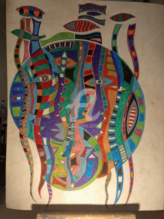 "Les poissons" başlıklı Tablo Paulcards tarafından, Orijinal sanat, Akrilik Ahşap panel üzerine monte edilmiş