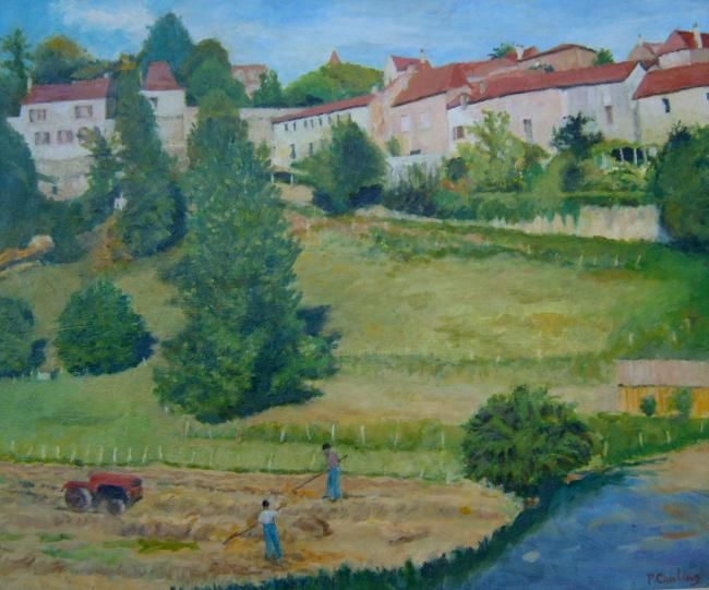 Painting titled "Village in the Dord…" by Paul Cowling, Original Artwork