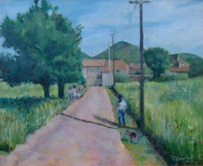 Painting titled "Village road, Octon" by Paul Cowling, Original Artwork