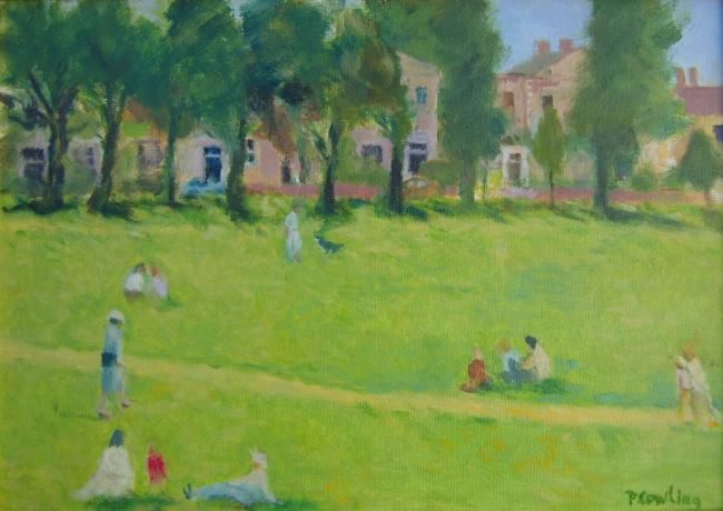 Painting titled "Richmond Green" by Paul Cowling, Original Artwork