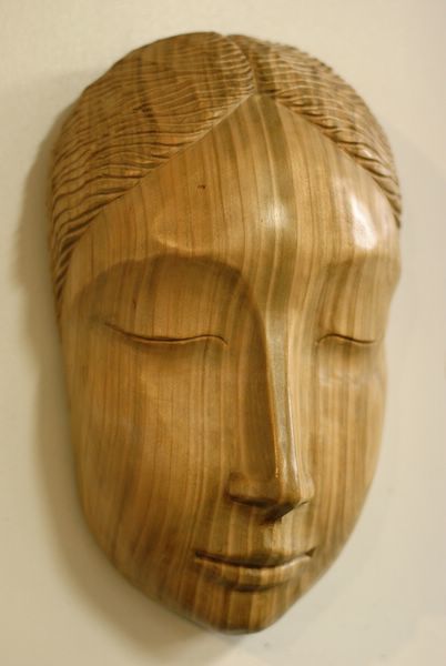 Sculpture titled "masque de paix" by Paul Crochat, Original Artwork, Wood