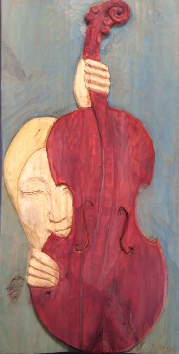 Sculpture titled "Le violon rouge" by Paul Crochat, Original Artwork