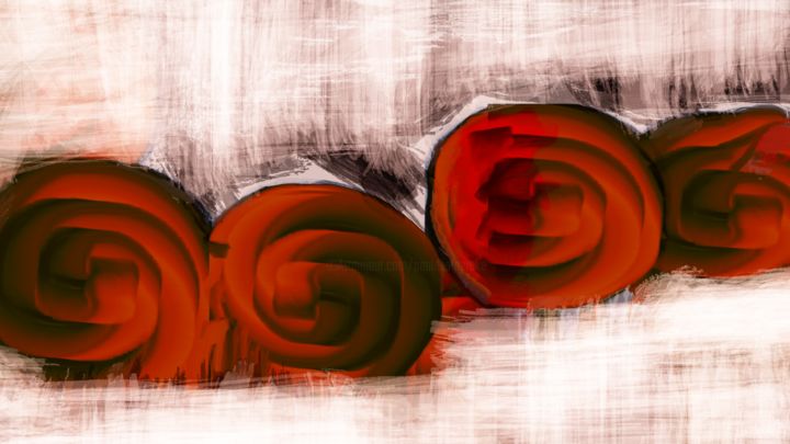 Digitale Kunst mit dem Titel "des roses" von Paul Destaercke, Original-Kunstwerk, Digitale Malerei