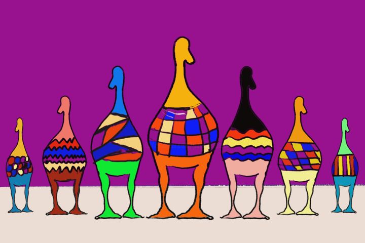 Arte digital titulada "the ducks family" por Paul Destaercke, Obra de arte original, Pintura Digital