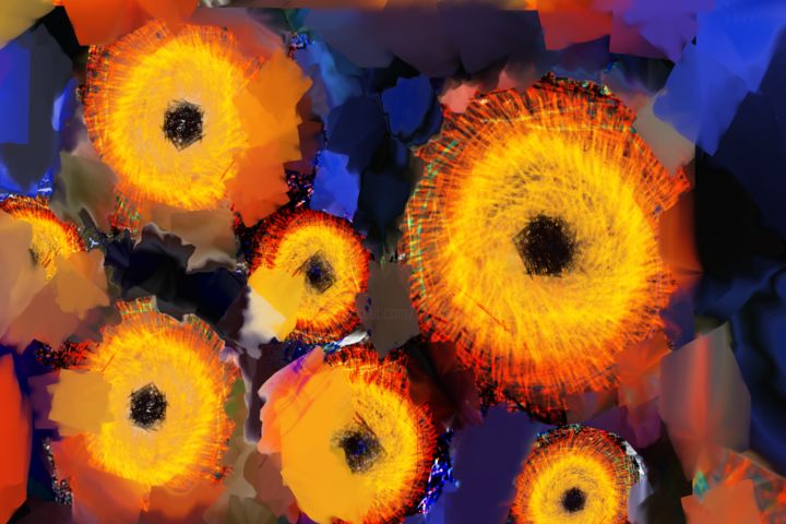 Digital Arts titled "sunflowers" by Paul Destaercke, Original Artwork, Digital Painting