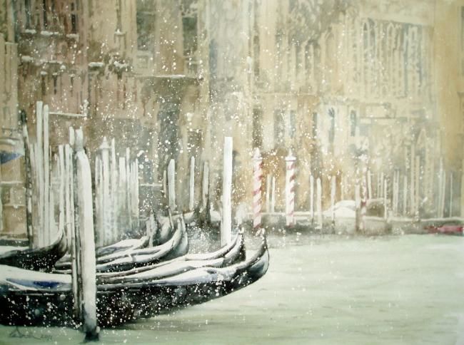 Peinture intitulée "La beauté gelée - G…" par Paul Dmoch, Œuvre d'art originale, Aquarelle