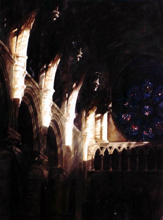 Peinture intitulée "La lumière et l'obs…" par Paul Dmoch, Œuvre d'art originale, Aquarelle