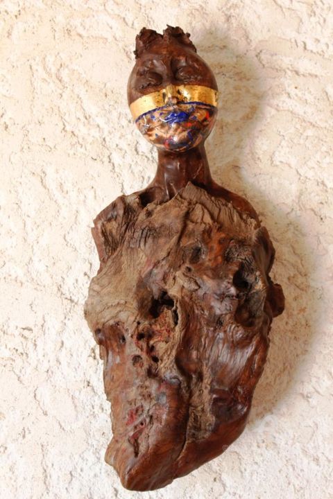 Sculpture titled "TOTEM" by Paule-Andree Maraval, Original Artwork, Ceramics Mounted on Metal