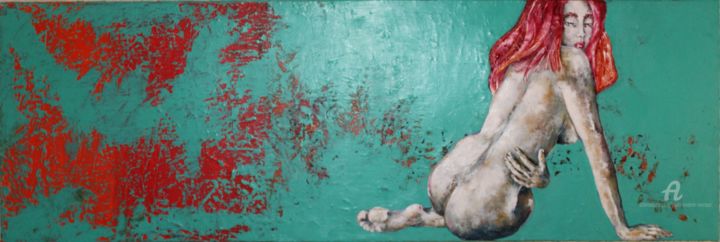 Ζωγραφική με τίτλο "ROUSSE" από Paule-Andree Maraval, Αυθεντικά έργα τέχνης, Λάδι Τοποθετήθηκε στο Ξύλινο φορείο σκελετό