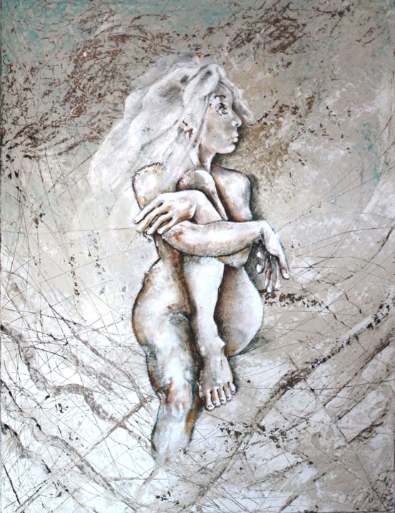 Painting titled "CANNELLE" by Paule-Andree Maraval, Original Artwork, Oil Mounted on Wood Stretcher frame