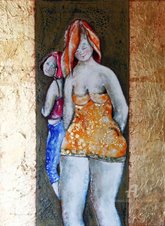 Painting titled "POSEA2" by Paule-Andree Maraval, Original Artwork, Oil Mounted on Wood Stretcher frame