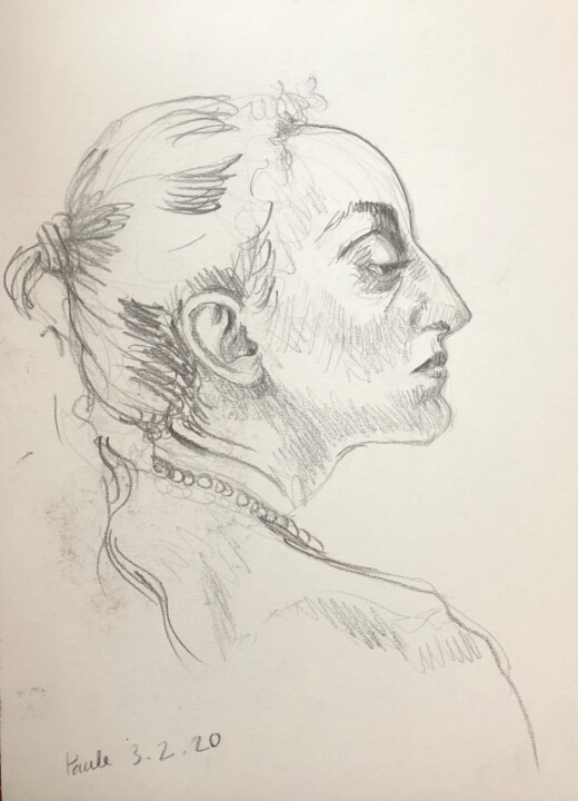「Portrait」というタイトルの描画 Paule Guerinによって, オリジナルのアートワーク, 鉛筆