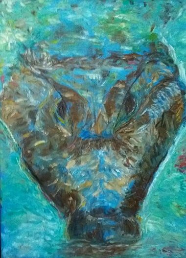 Painting titled "croco.jpg" by Paule Pariente, Original Artwork, Acrylic