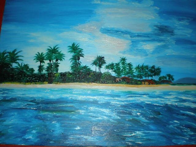 Peinture intitulée "Una playa en Venezu…" par Paulette, Œuvre d'art originale, Huile