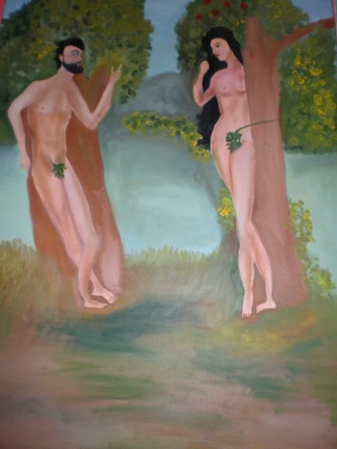 「Adan y Eva en el Pa…」というタイトルの絵画 Pauletteによって, オリジナルのアートワーク, その他