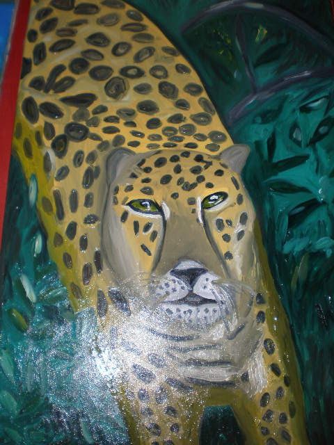 Peinture intitulée "El tigre, Fauna en…" par Paulette, Œuvre d'art originale, Huile