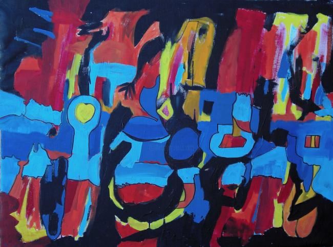 Painting titled "nightfall" by Paul Freidin, Original Art, Oil