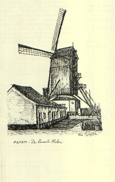 Drawing titled "Menen - De Molen" by Paul Gosselin, Original Artwork, Other