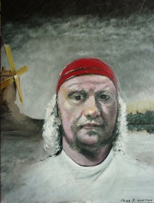 Painting titled "Man in a Red Bandana" by Paul Horton, Original Artwork, Oil