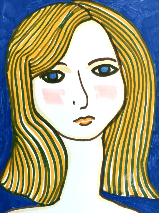 Drawing titled "BLANK THOUGHTS" by Paulina Waas, Original Artwork, Marker