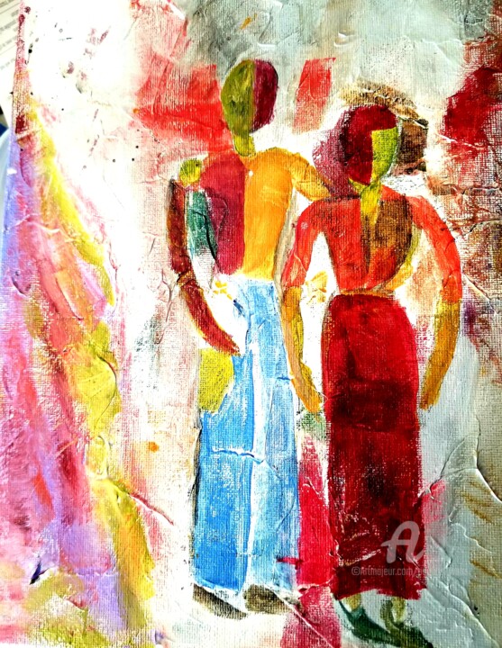 Painting titled "COUPLE" by Paulina Waas, Original Artwork, Acrylic