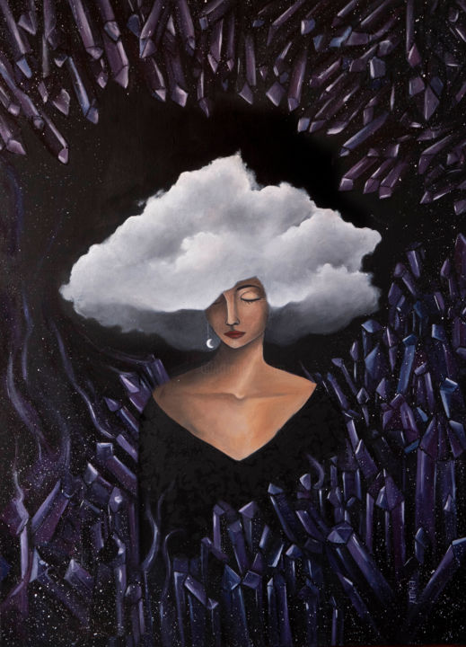 Картина под названием "La caverne de crist…" - Pauline Bailly, Подлинное произведение искусства, Масло
