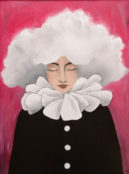 Peinture intitulée "Un air de Pierrot" par Pauline Bailly, Œuvre d'art originale, Huile