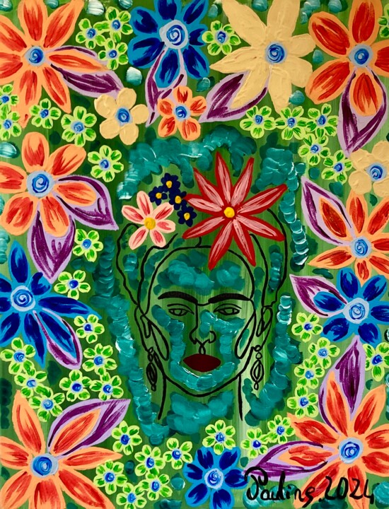 Painting titled "Frida" by Pauline Chevallot, Original Artwork, Acrylic