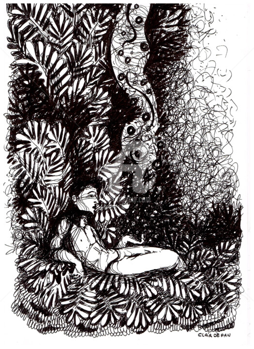 Dibujo titulada "homme seul" por Pauline Clair, Obra de arte original, Tinta