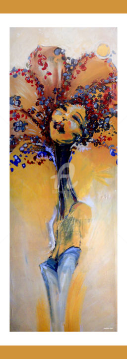Malerei mit dem Titel "dame-fleur" von Pauline Clair, Original-Kunstwerk, Acryl