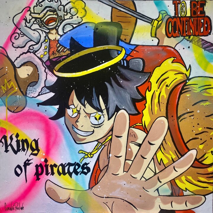 Pintura titulada "Luffy Gear 5" por Pauline Cornee, Obra de arte original, Acrílico Montado en Bastidor de camilla de madera