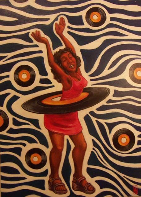 "Tourne-disque" başlıklı Tablo Pauline Balland tarafından, Orijinal sanat, Akrilik