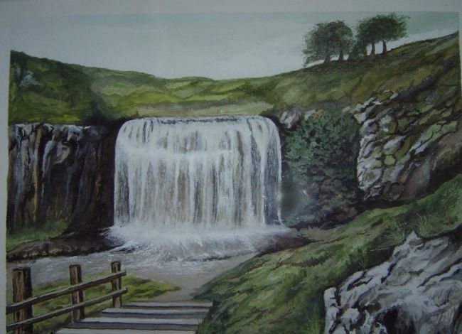 Peinture intitulée "La cascade" par Paul Lamouche, Œuvre d'art originale,